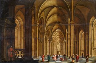 Church Interior with Christ and the Adulteress - Jan van der Vucht