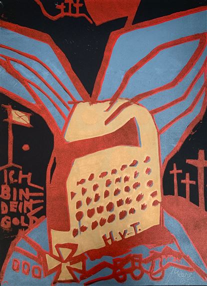 Ich bin dein Gold (chevalier casqué) by Jonathan Meese, 2005