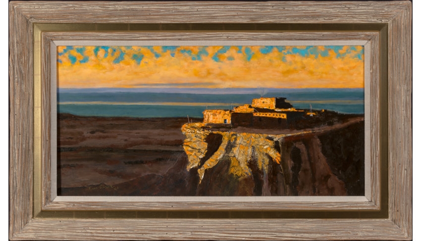 Artwork by Eric Sloane, Sunrise at Walpi, Made of Oil on board