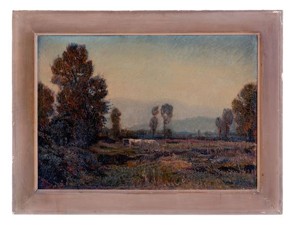 Paesaggio con mucche al pascolo by Giulio Boetto