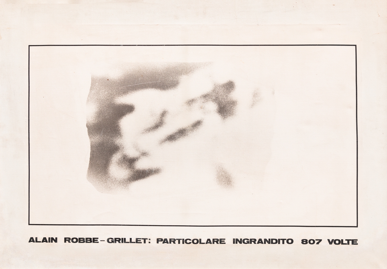Alain Robbe - Grillet: particolare ingrandito 807 volte by Emilio Isgrò, 1973