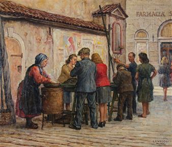 "La bancherella dei mussoli" - Cesare Cuccoli