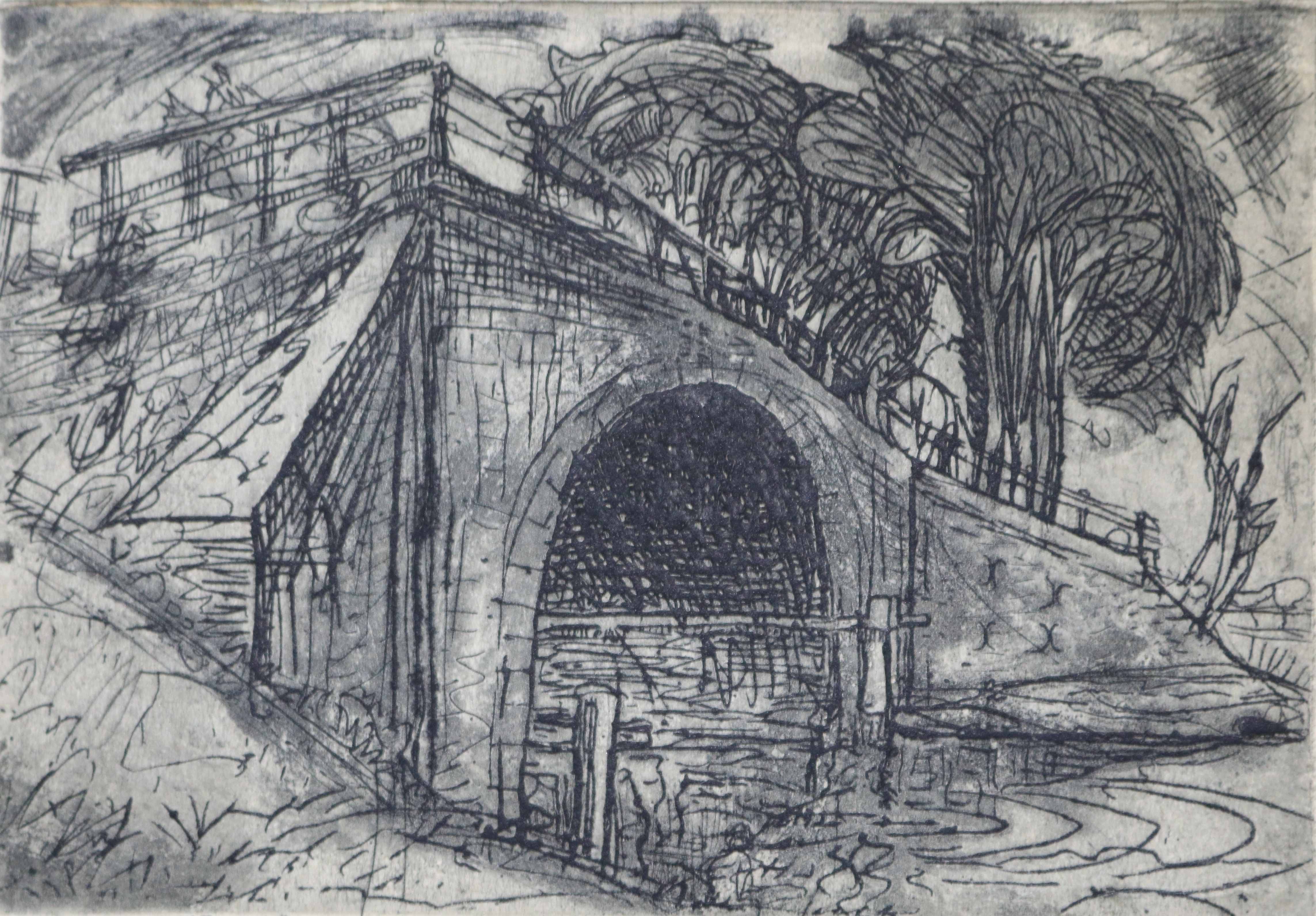 Artwork by Johan Dijkstra, Bruggetje, Made of etching