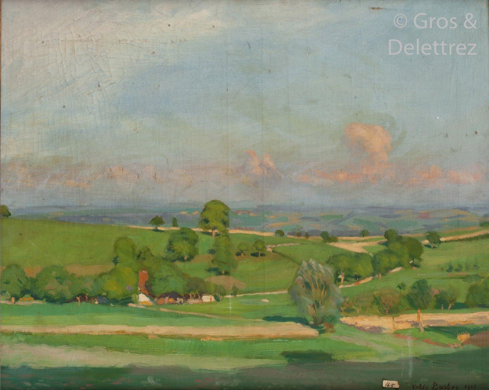 Artwork by Louis Valdo-Barbey, Paysage de campagne, Made of Oil on canvas