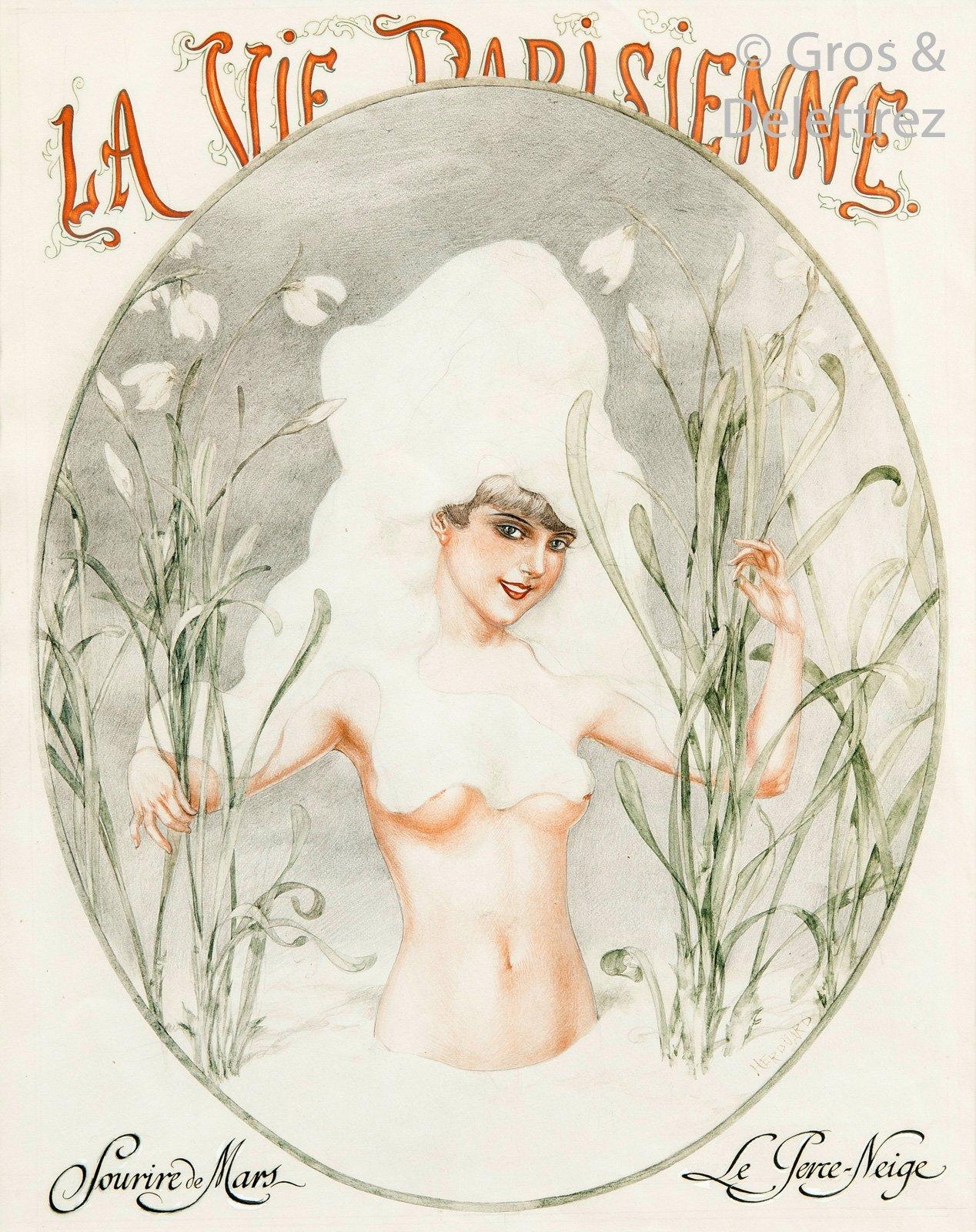 Sourire de Mars - Le perce-neige (Projet pour La Vie parisienne du 17 mars 1928) by Chéri Hérouard, 1928