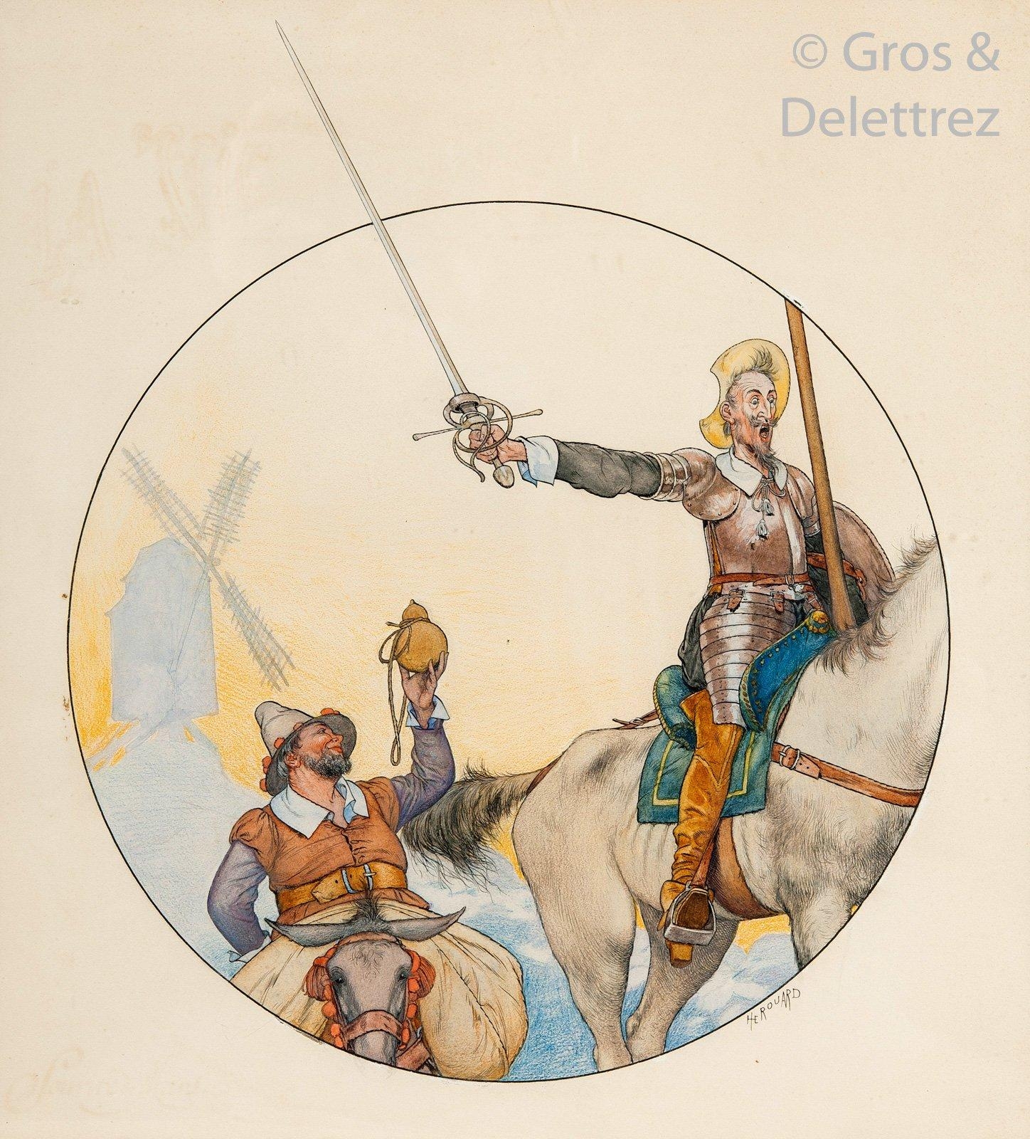 Don Quichotte et Sancho Pança by Chéri Hérouard
