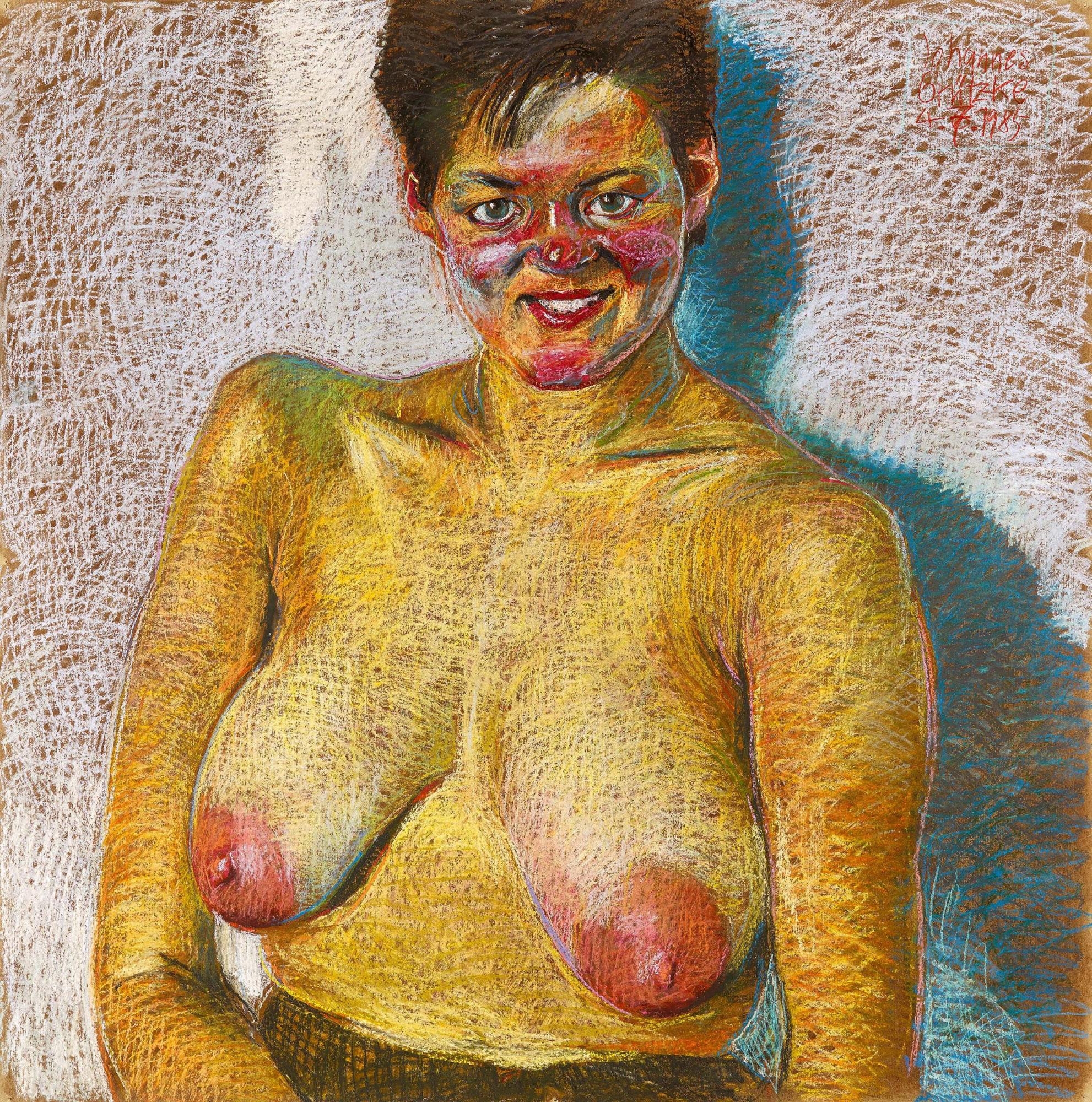 Weibliche Brüste von vorn by Johannes Grützke, 1985