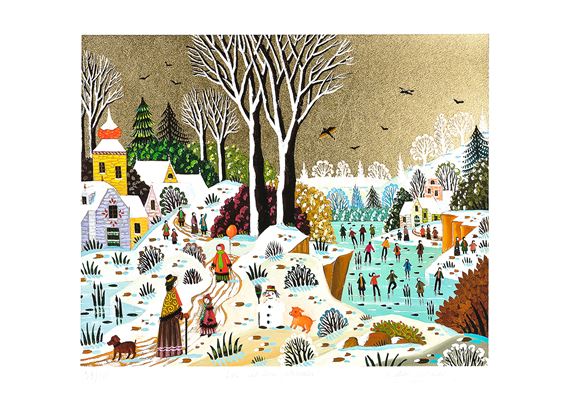 Lac Gelé aux Patineurs (Skaters on Frozen Lake) by Alain Thomas