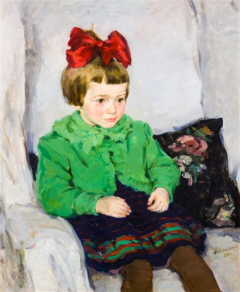 Portrait of a girl by Elena Mikhailovna Kostenko, 1958