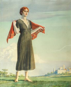 In posa nel paesaggio - Oscar Hermann Lamb