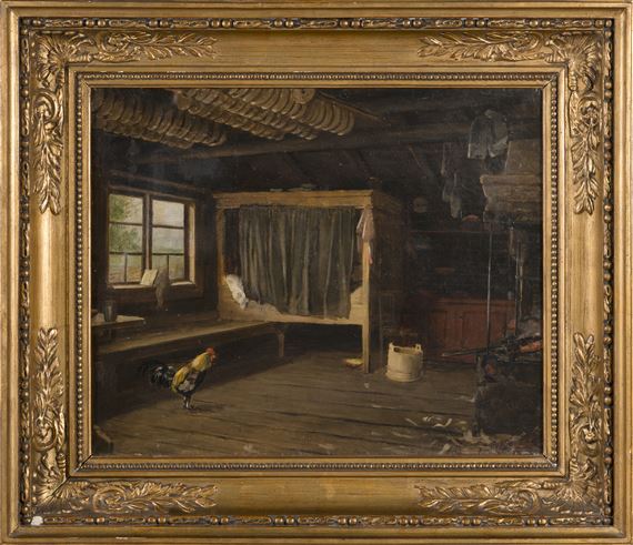 THE ROOSTER IN THE COTTAGE by Arvid Liljelund, 1875