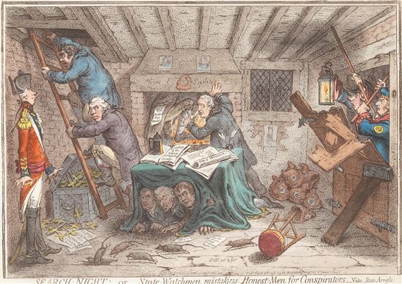 Search-Night; _or_ State Watchmen by James Gillray, 1798