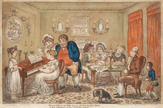 Farmer Giles & his Wife shewing off their daughter Betty to their Neighbours