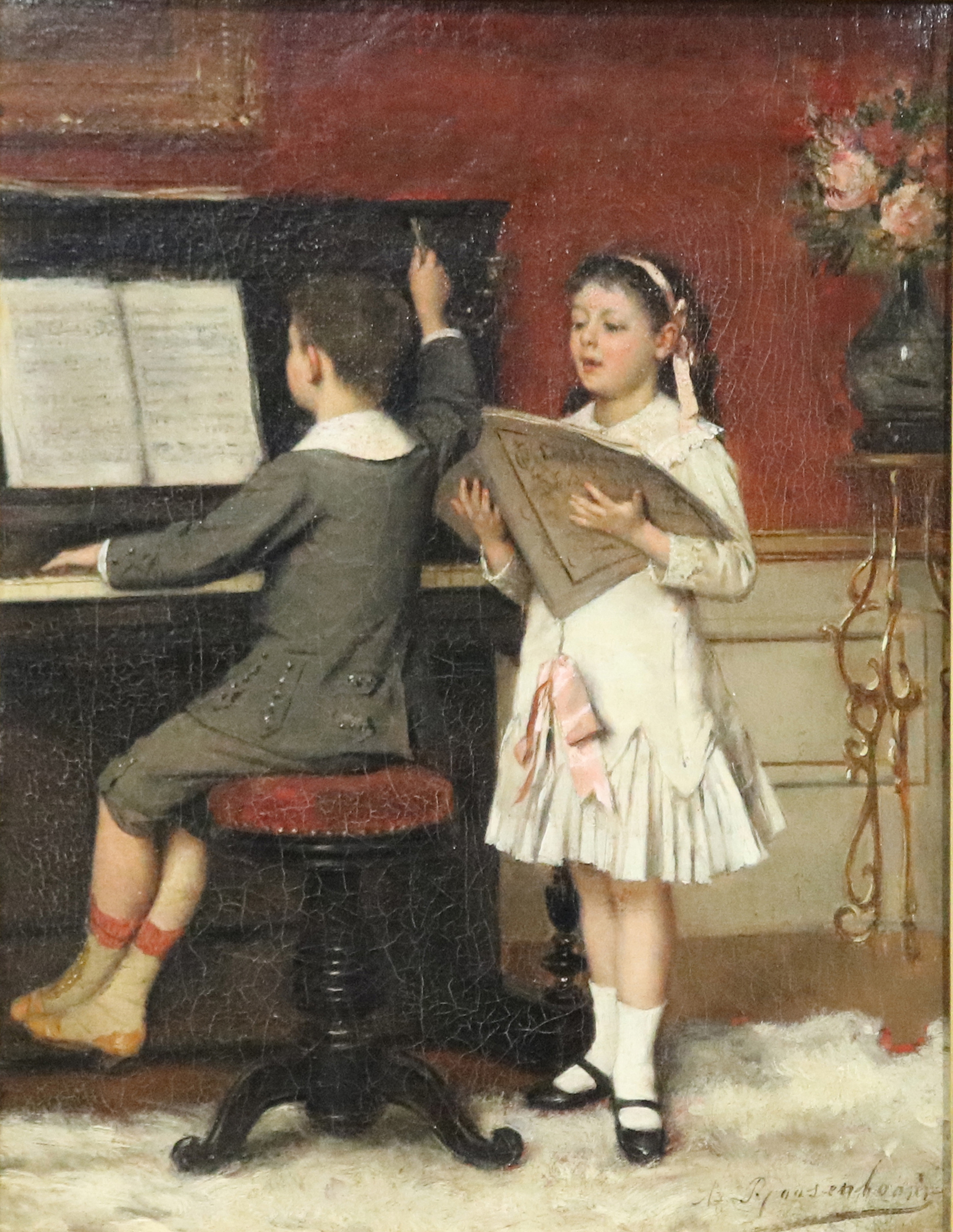 Чтение и пение. Albert Roosenboom (Belgian, 1845-1873) художник. Фортепианное искусство Albert Nicolas Roosenboom (1845-1875), the Recital. Albert Roosenboom картины.
