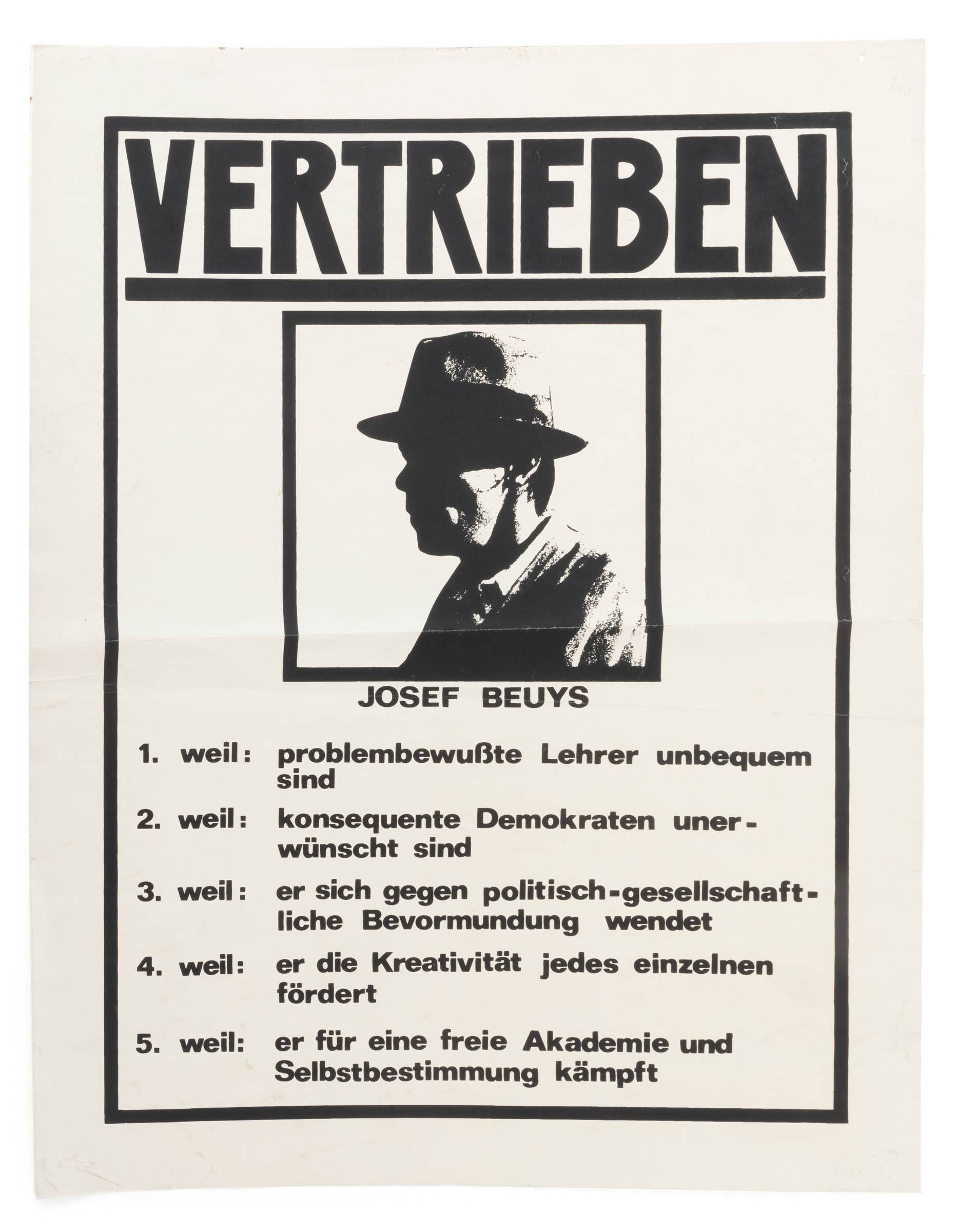 Artwork by Joseph Beuys, 'Vertrieben', Made of Poster