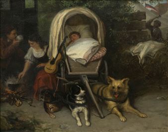 Resting gypsies with dog cart - Victor Zeppenfeld