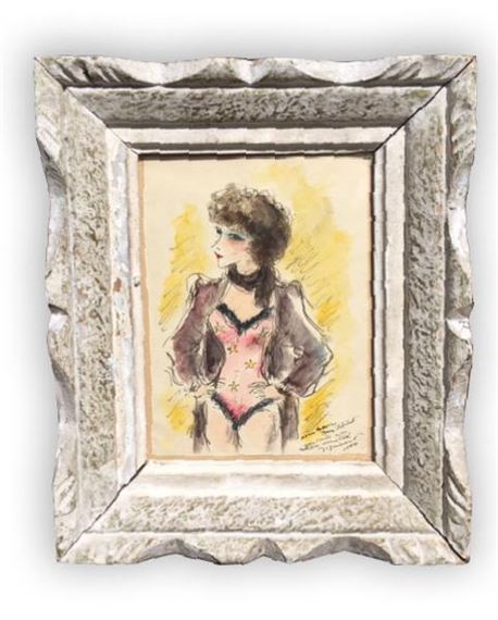 Dessin Original "Nu Féminin à La Veste" Par André DIGNIMONT | Grand Format | Signé | Aquarelle Encadrée