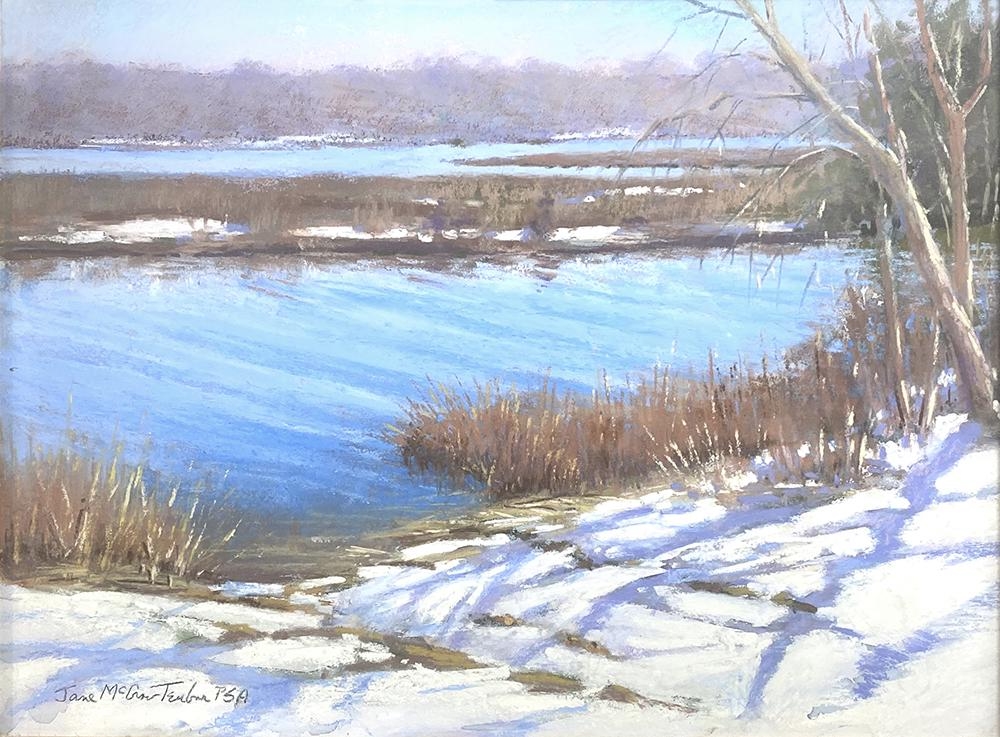 Artwork by Jane Teubner, Nissequogue Snow, Made of Pastel