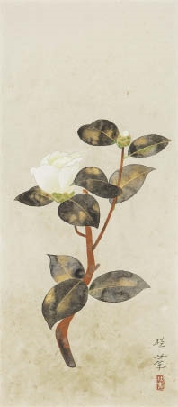 Artwork by Keika Kanashima, Camellias, Made of ink and color on paper