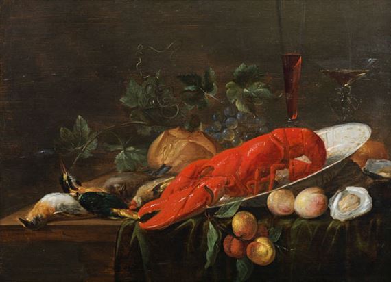 Still life with lobster in a Wanli-Bowl by Pieter van Overschee, 1640s