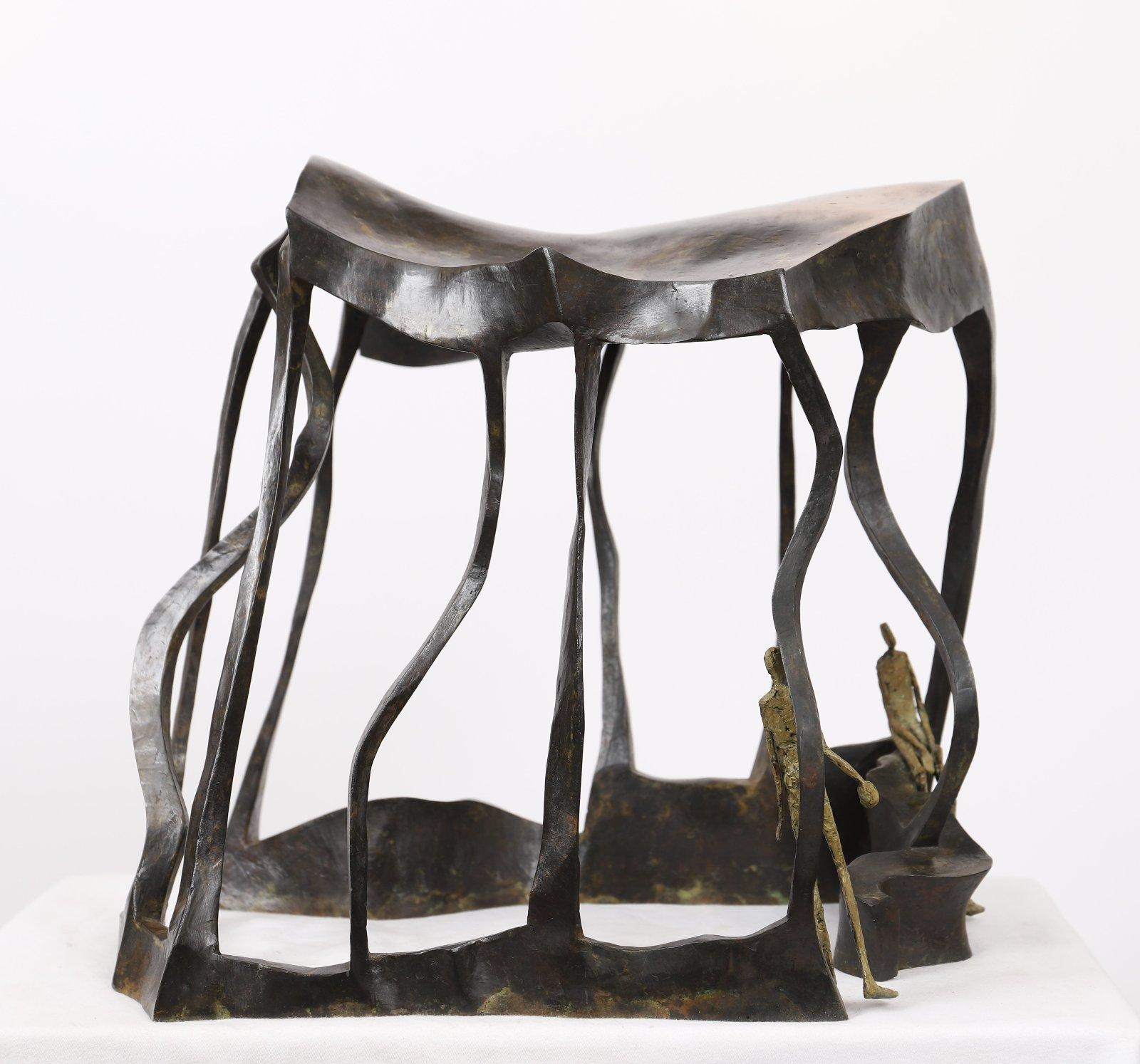 Artwork by Val, Eternal Pillars I, Made of Bronze sculpture with black and gold patina