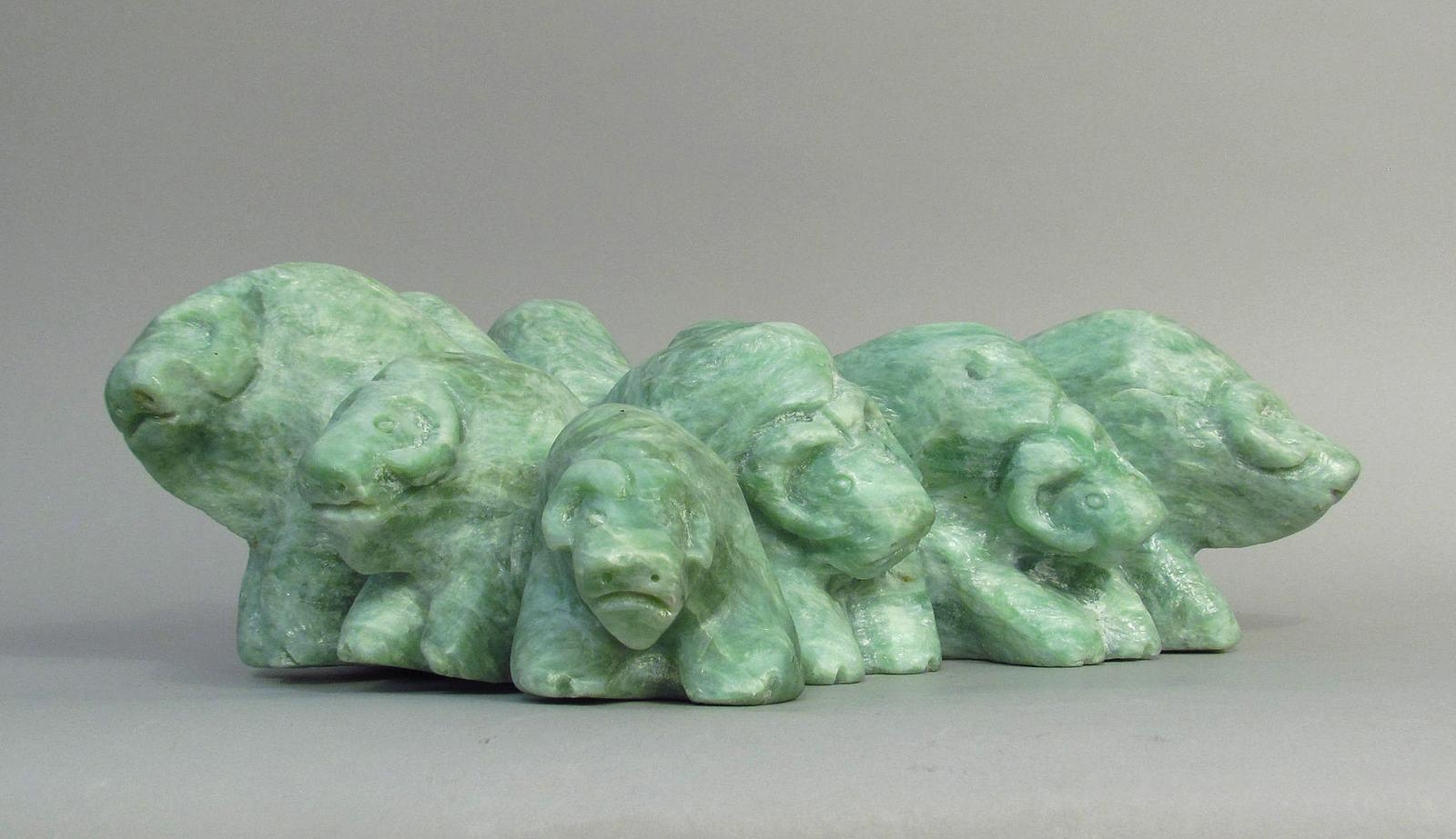 Artwork by Jonasie Faber, MUS-OX HERD / TROUPEAU DE BŒUFS MUSQUÉS, Made of Stone