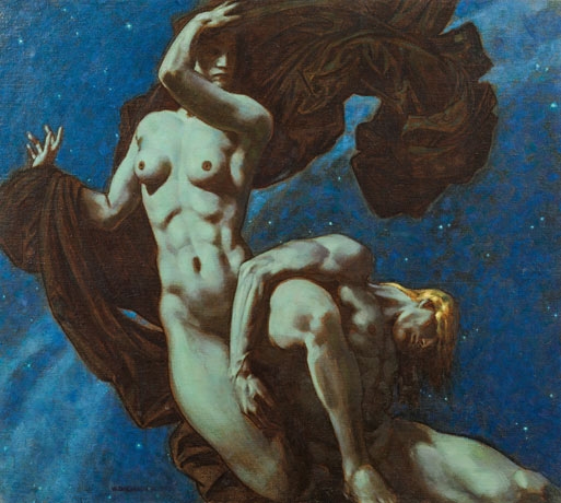 Artwork by Wilhelm Dachauer, Die Nacht, Made of Oil on canvas