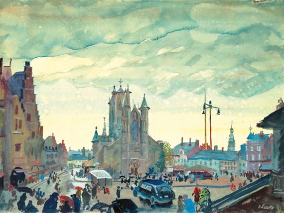 View of the St. Bavo Cathedral in Ghent