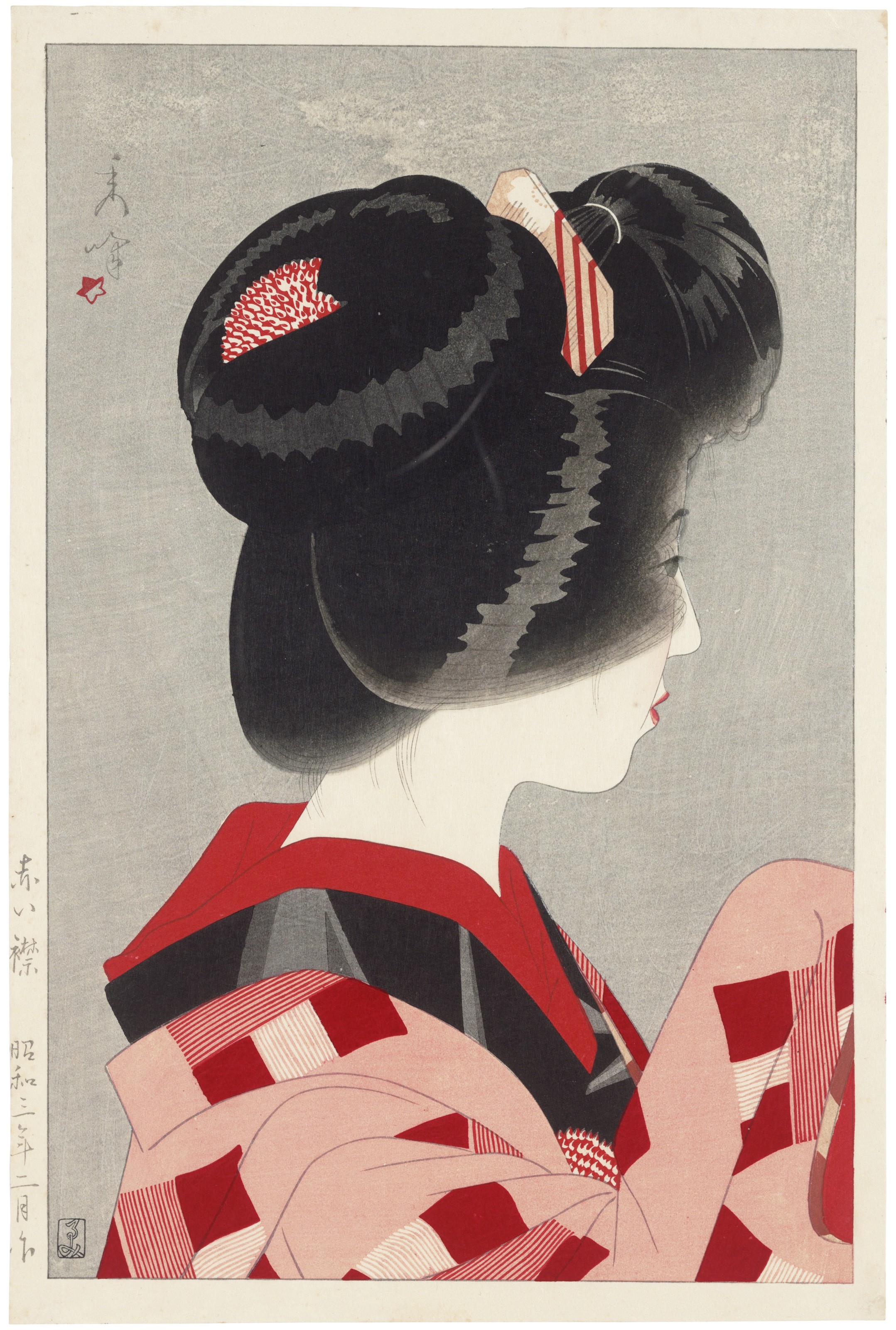 Artwork by Shuho‏ Yamakawa, Red Collar (Akai eri), Made of Woodblock print