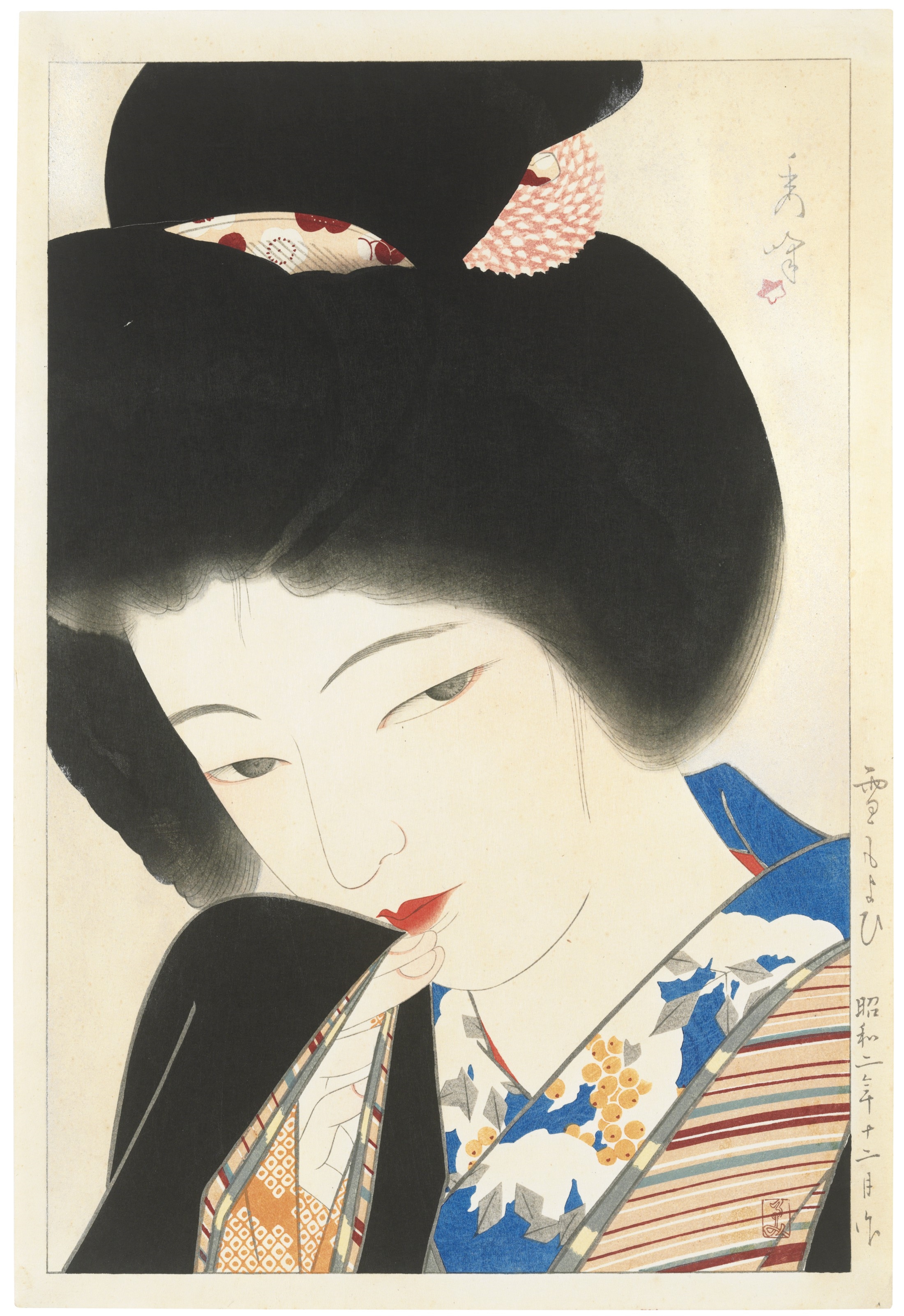 Artwork by Shuho‏ Yamakawa, Approaching Snow (Yuki moyoi), Made of Woodblock print