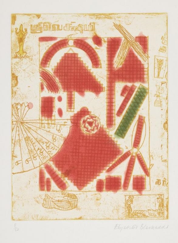 Artwork by Elizabeth Blackadder, Indian Still Life, Made of etching in colour