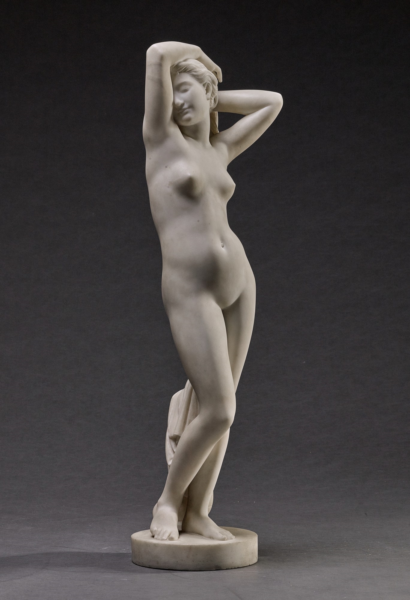 Artwork by Charles Alphonse A. Gumery, FEMALE NUDE, Made of white marble
