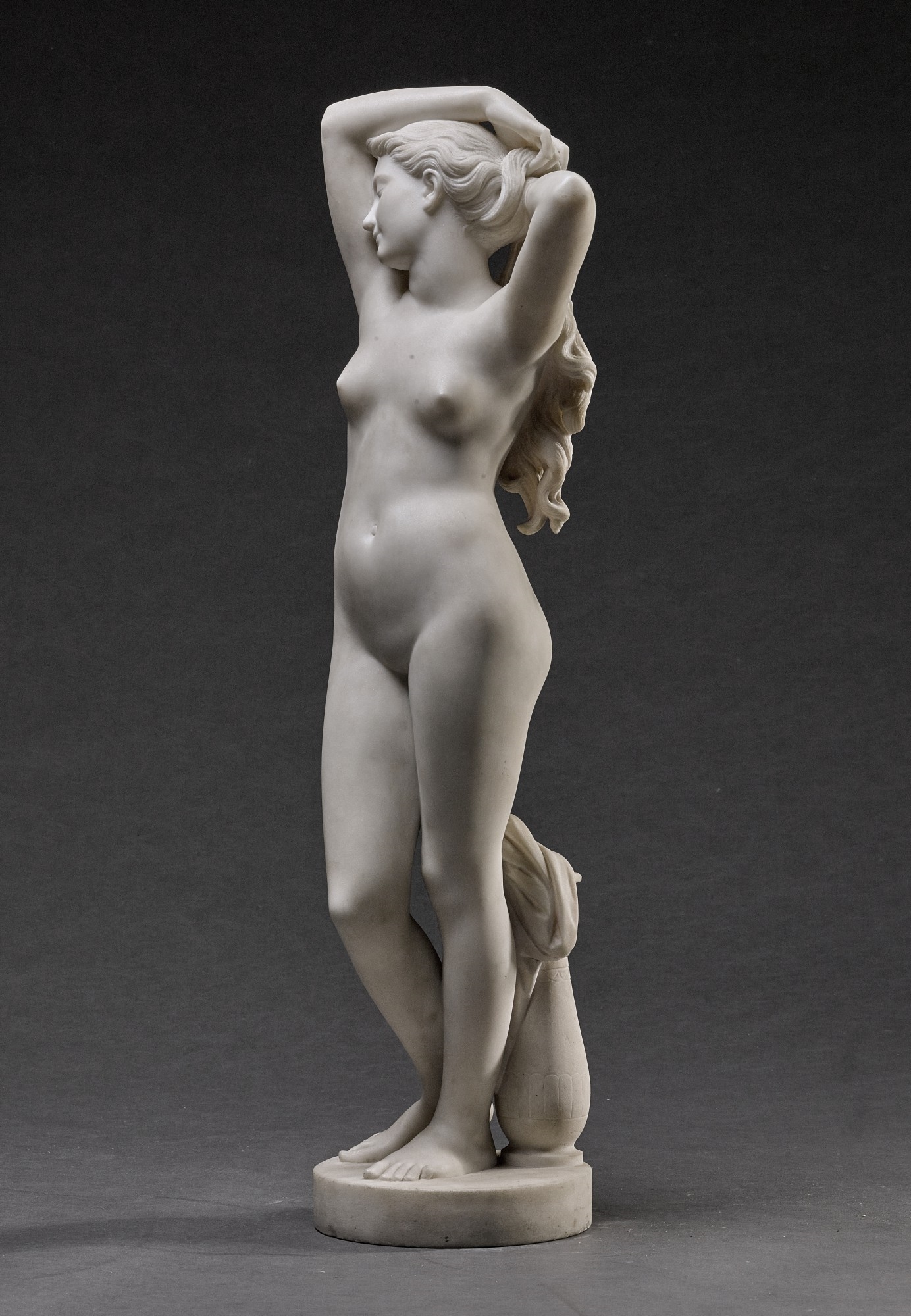Artwork by Charles Alphonse A. Gumery, FEMALE NUDE, Made of white marble
