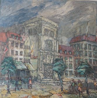 Stadsgezicht - Eugene Jacques  Quanjel