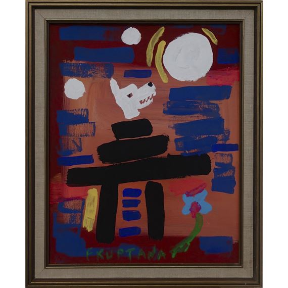 UNTITLED (WOLF HEAD/INUKSHUK/MOONLIGHT) by Floyd Kuptana