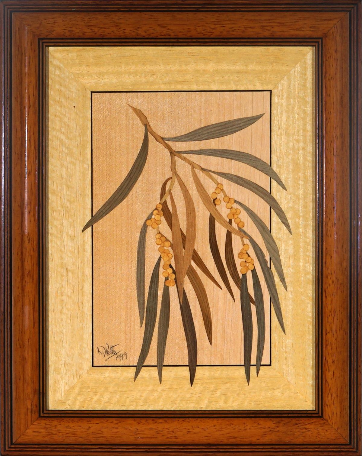 Artwork by Michael Retter, Banksia Serrata, 1991 & Acacia Pendula, Made of marquetry timber panels