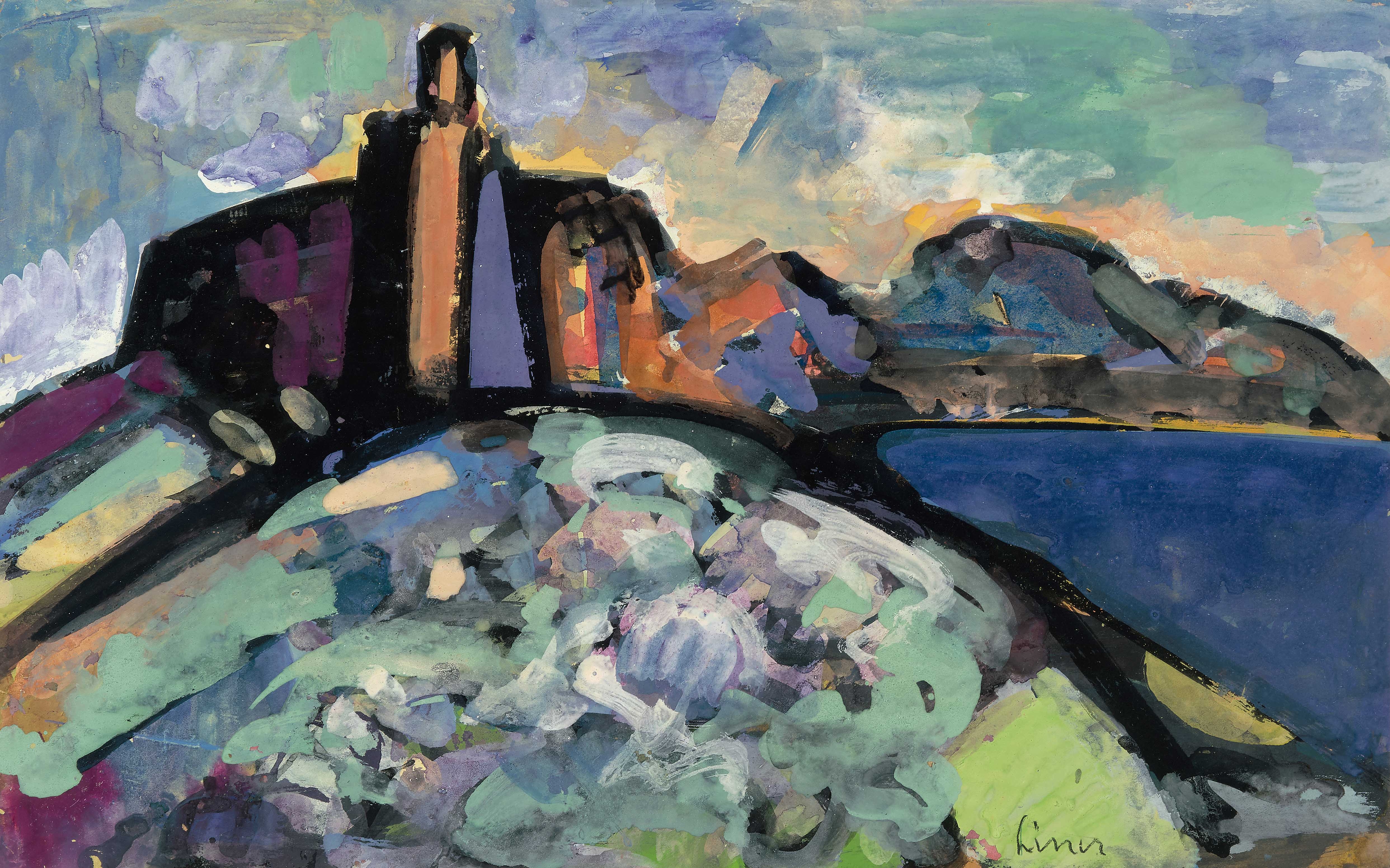 Artwork by Carl Walter Liner, Auf Korsika, Made of gouache on paper