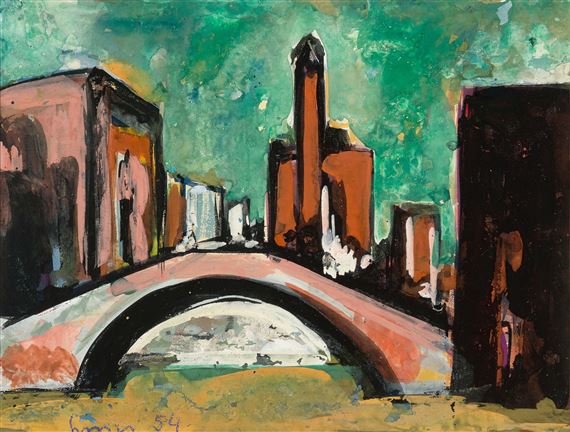 Stadt mit Brücke by Carl Walter Liner, 1954
