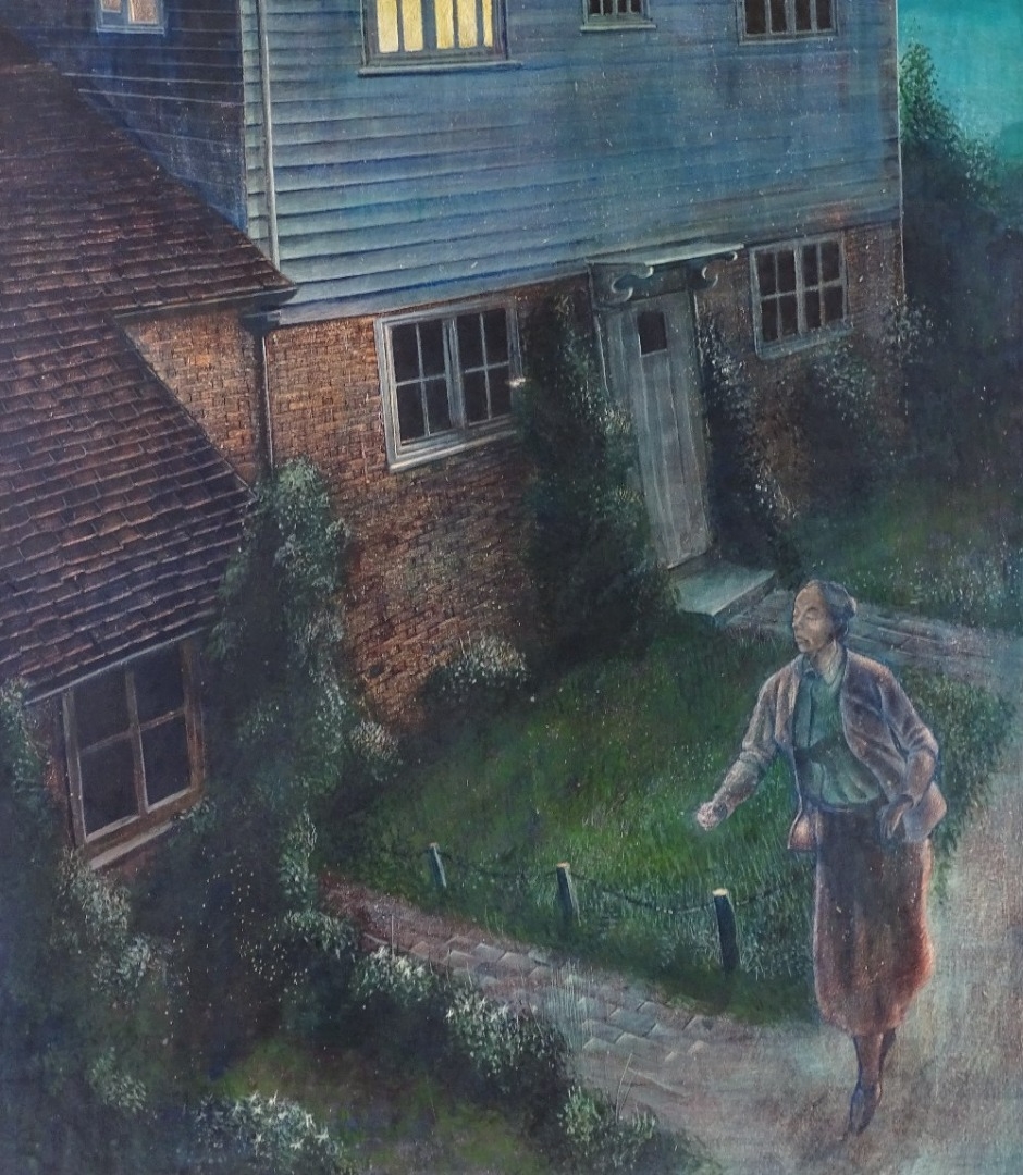 Artwork by Peter Messer, The White Cottage, Made of tempera on gesso