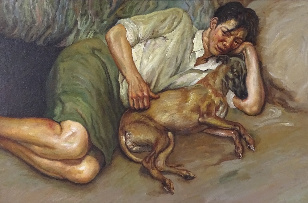 Boy with a dog by Lucian Freud