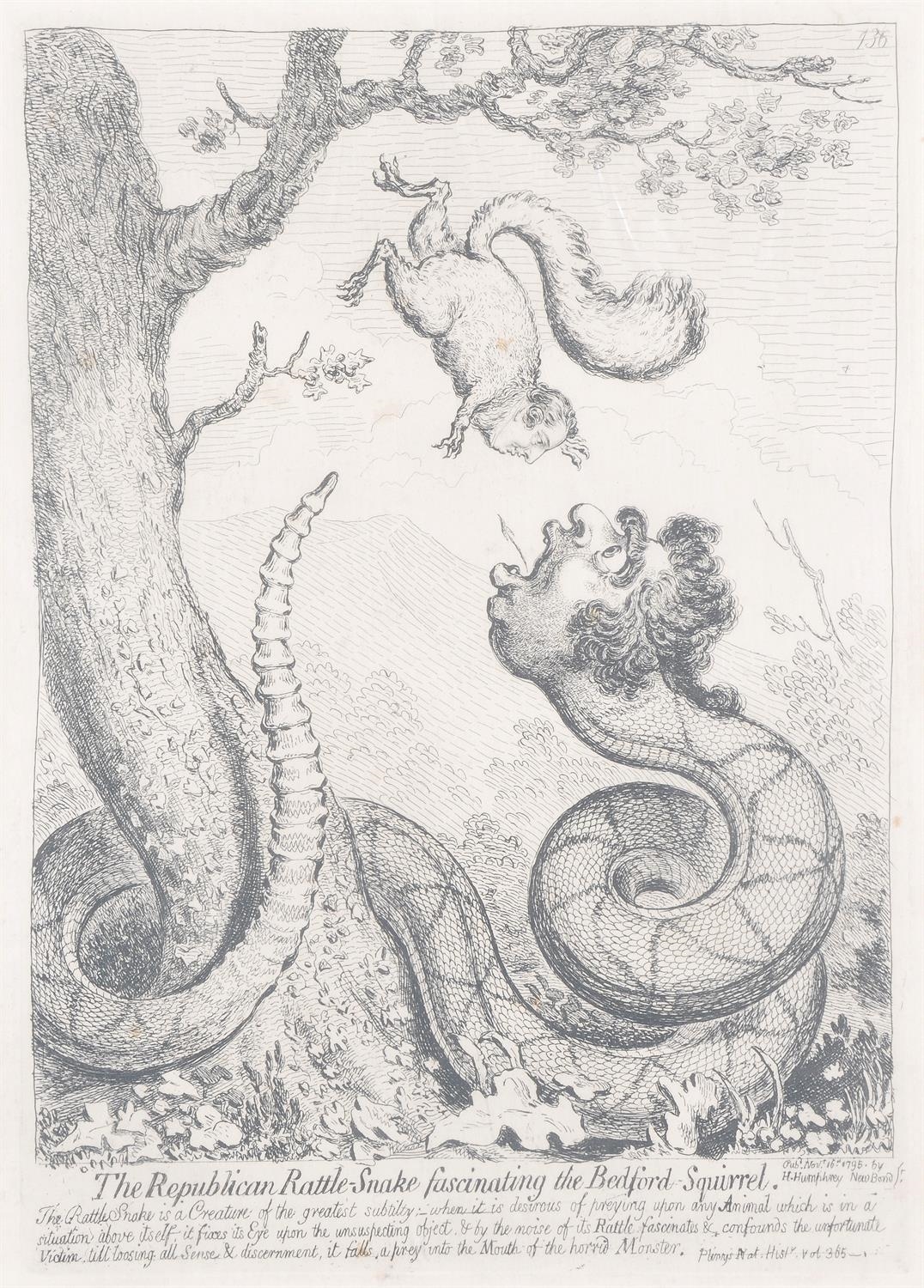 Artwork by James Gillray, five 18th and 19th century engraved prints (5), Made of engraved prints