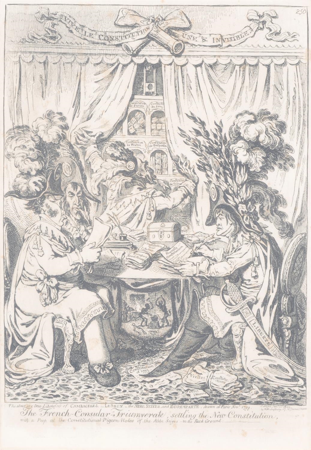 Artwork by James Gillray, five 18th and 19th century engraved prints (5), Made of engraved prints