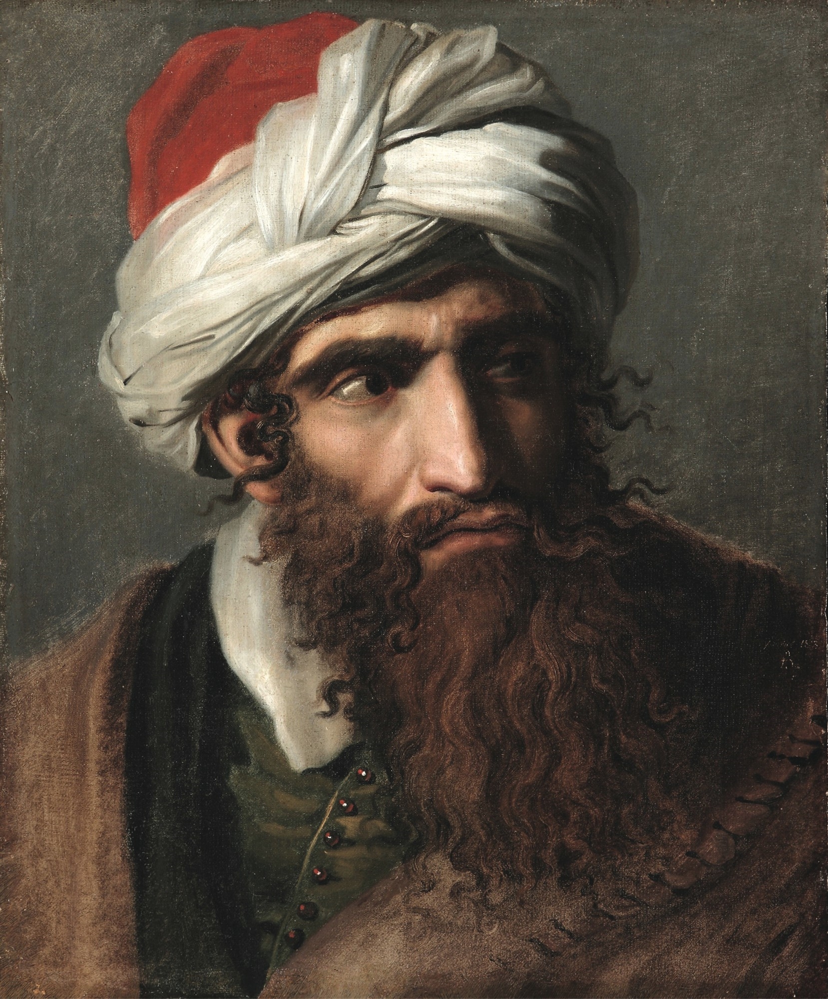 Pierre Nolasque Bergeret Portrait Of A Man In A Turban Three Quarter Profile 1813 Mutualart