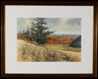 A border landscape with sheep in a field - George Wylie Hutchinson