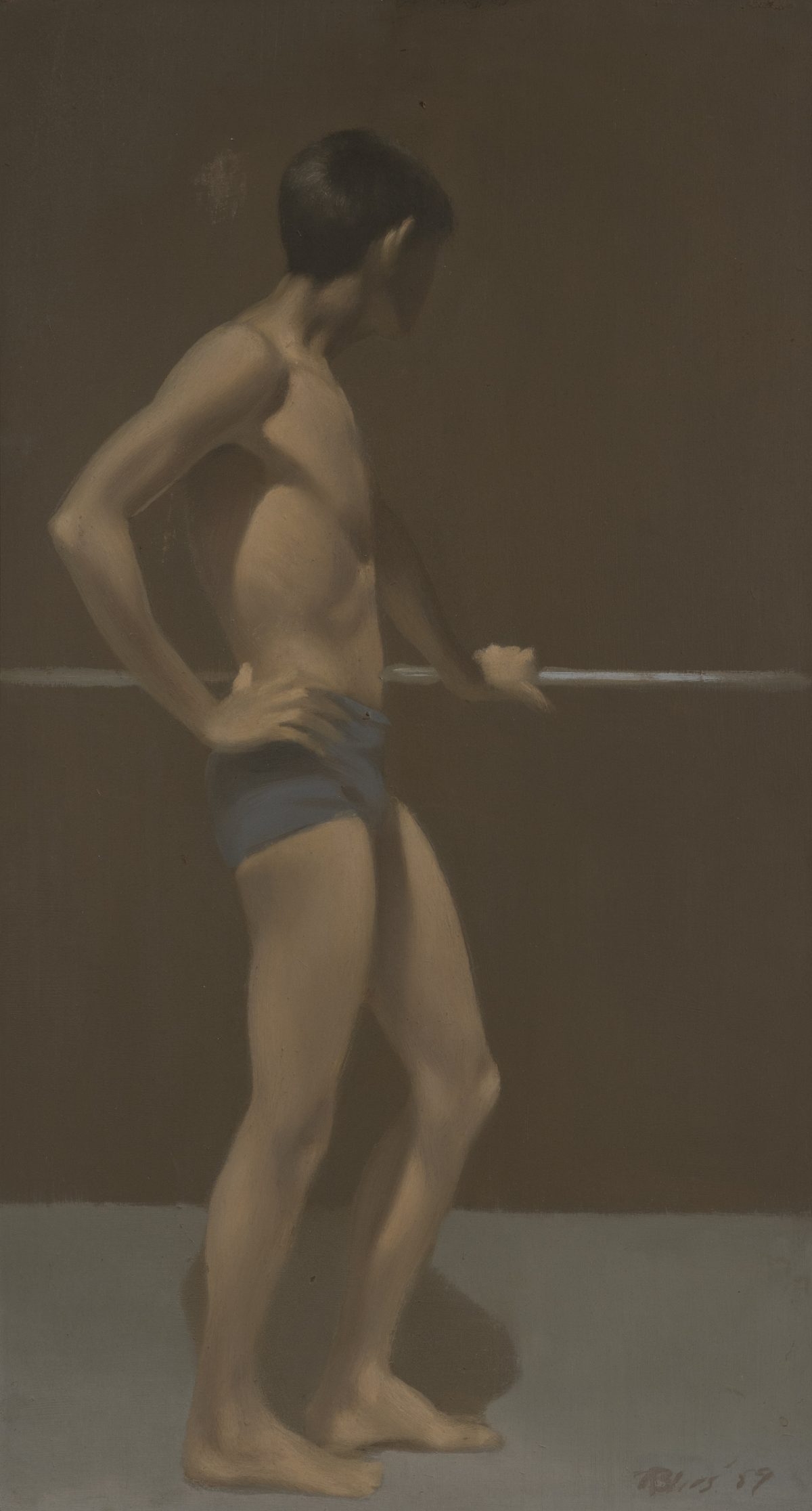 Artwork by Robert R. Bliss, Standing boy, Made of oil on masonite