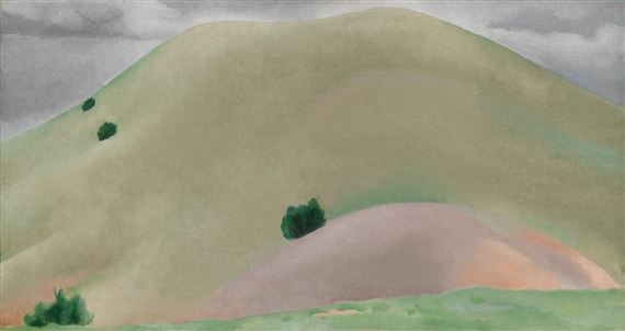 NEW MEXICO LANDSCAPE AND SAND HILLS by Georgia O'Keeffe, dated 1930