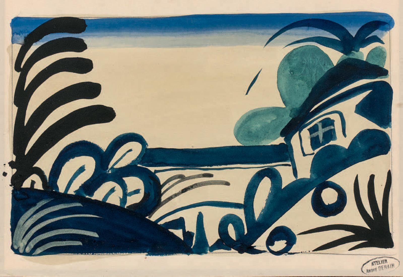 Artwork by André Derain, Landscape at home, Made of Watercolour gouache