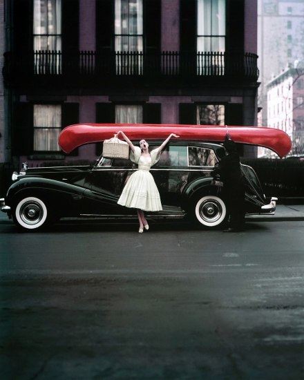 Red Canoe, Barbara Mullen, Gramercy Park, NY by William Helburn, 1957
