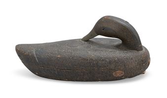 GEORGE B. ROBERT CORK-BODIED BLACK DUCK DECOY - George B. Robert