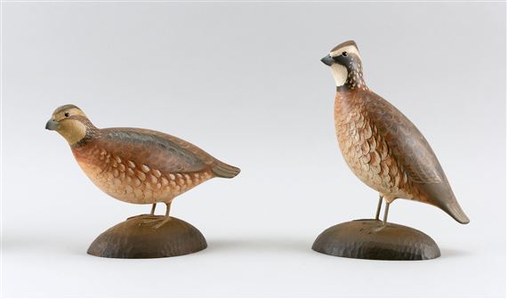 George Strunk | PAIR OF GEORGE STRUNK LIFE-SIZE BOBWHITE QUAIL CARVINGS ...